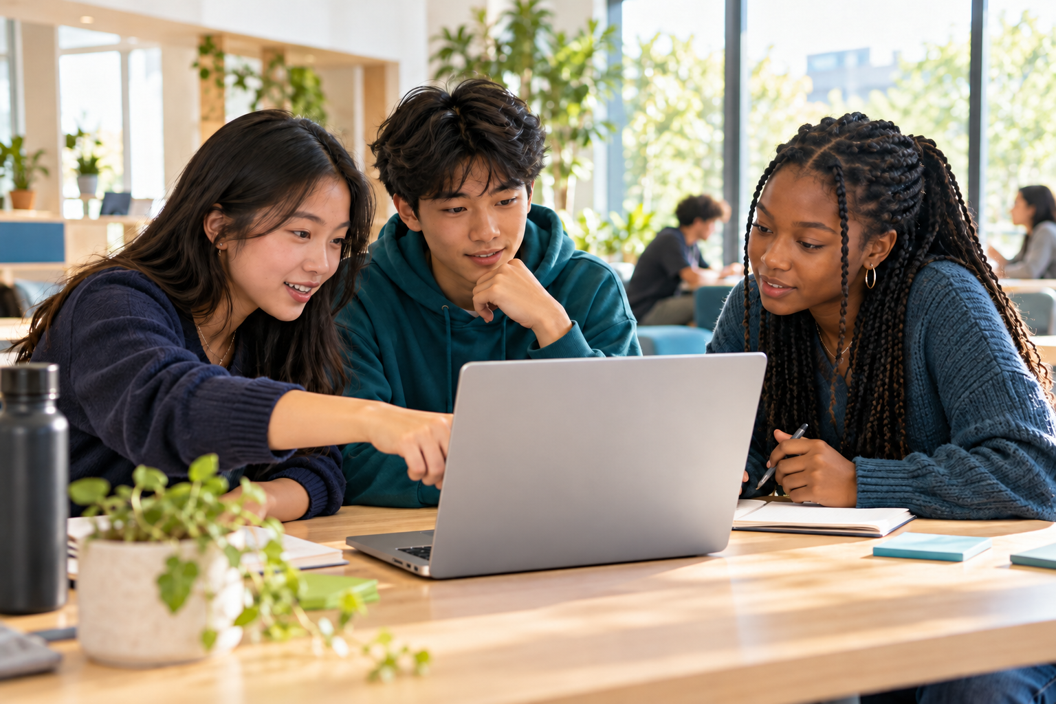 AI-generated illustration of young people exploring AI and entrepreneurship