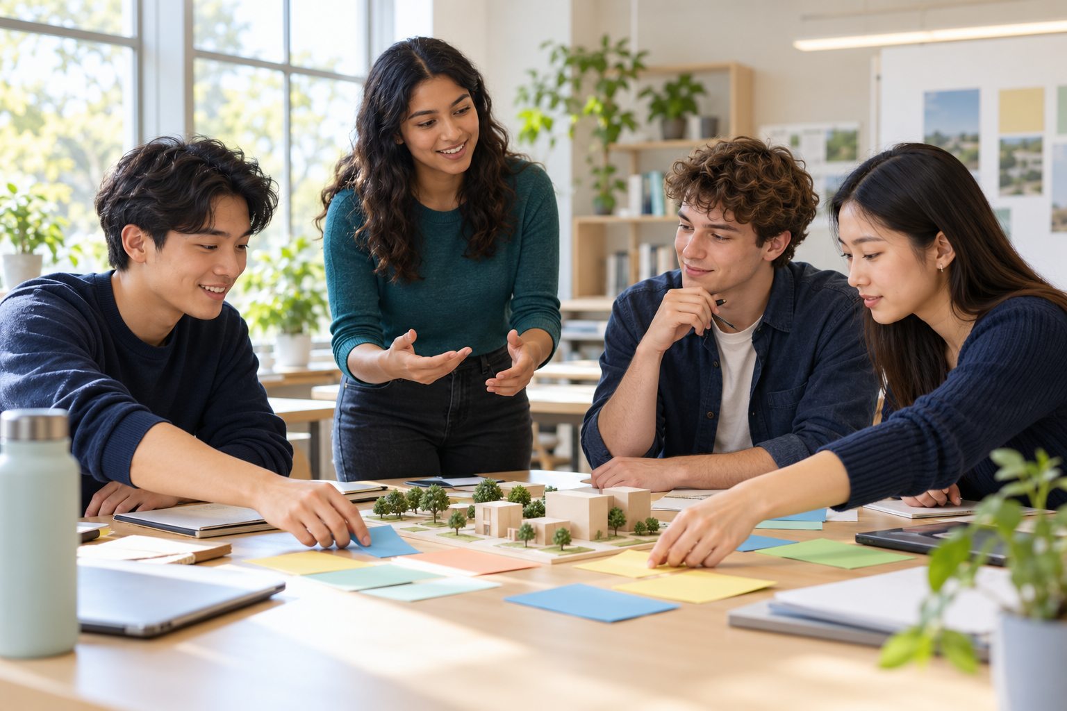 AI-generated illustration of students practicing leadership and teamwork